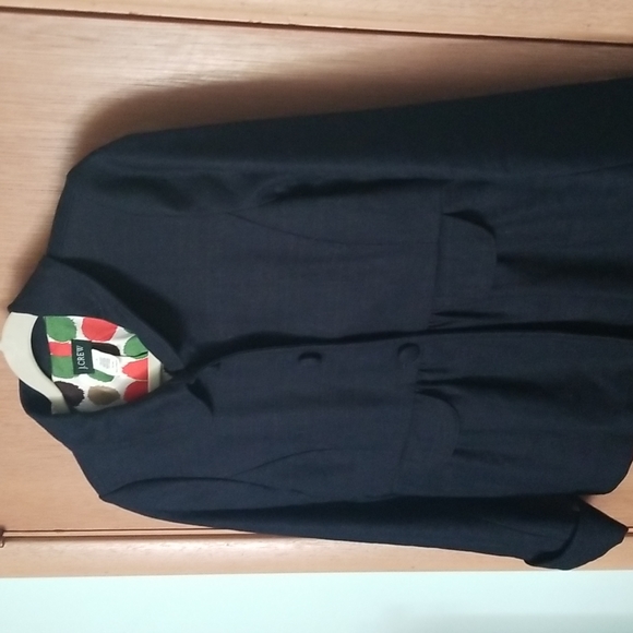 J Crew Ottoman Molly Navy Linen Blend Jacket Coat sz 6 - Picture 3 of 6